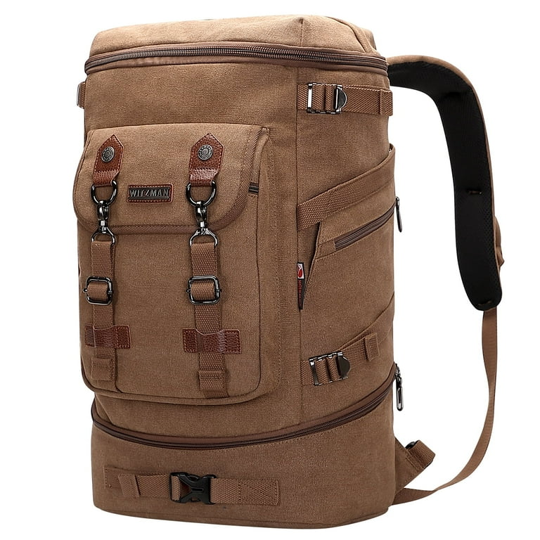 WITZMAN Travel Backpack for Men Carry on Vintage Canvas Luggage Backpack Duffel Bag A568 Brown
