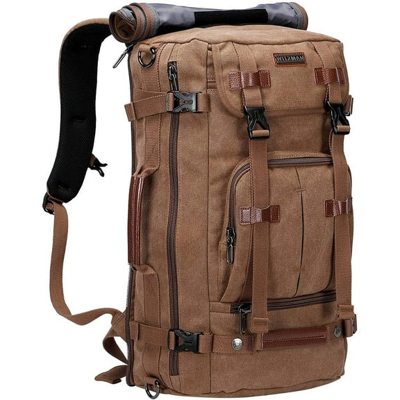 WITZMAN Travel Backpack for Men Large Canvas Backpack Luggage Carry on Duffel Bag A519-1 Brown