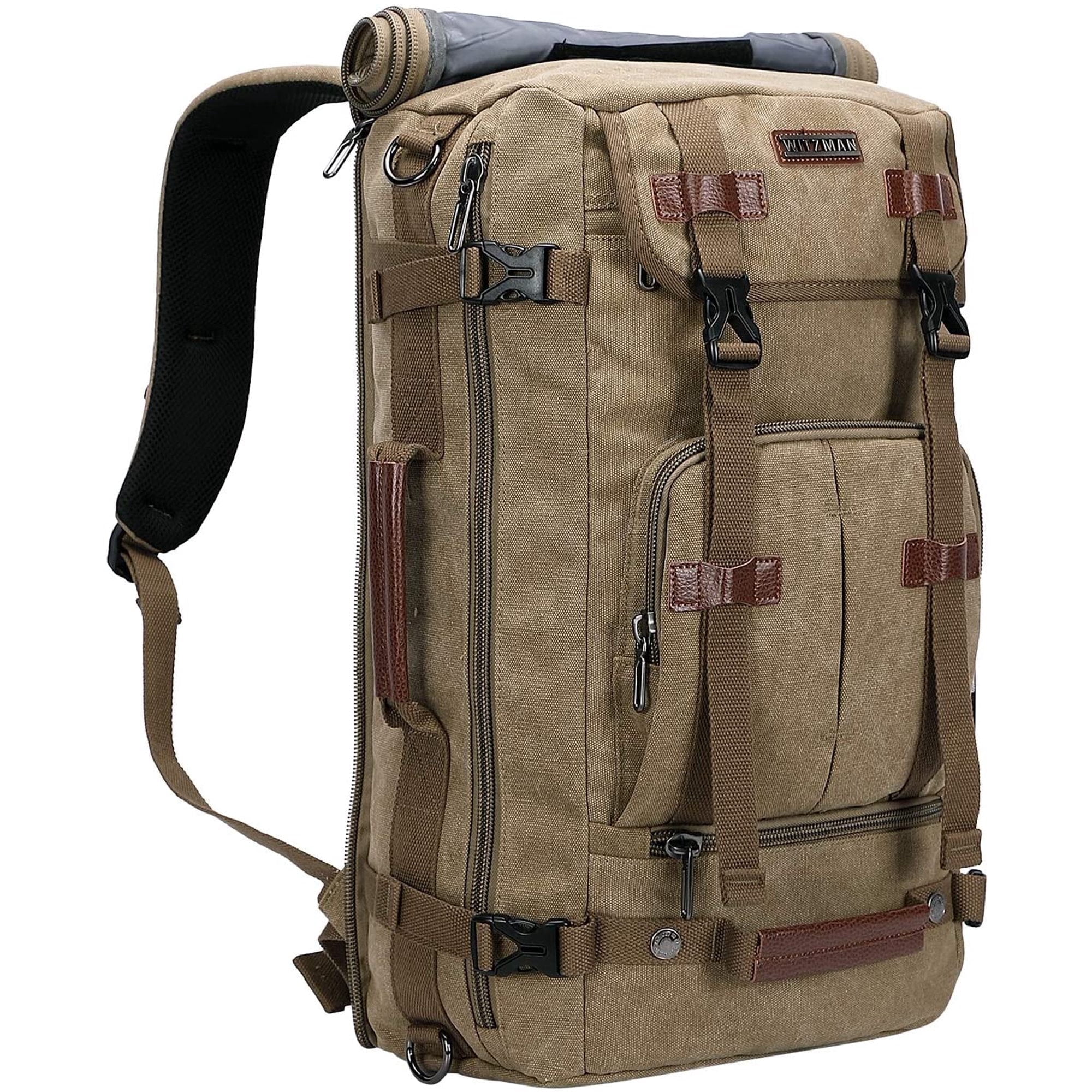 WITZMAN Travel Backpack for Men Large Canvas Backpack Luggage Carry on Duffel Bag A519-1 Light Green