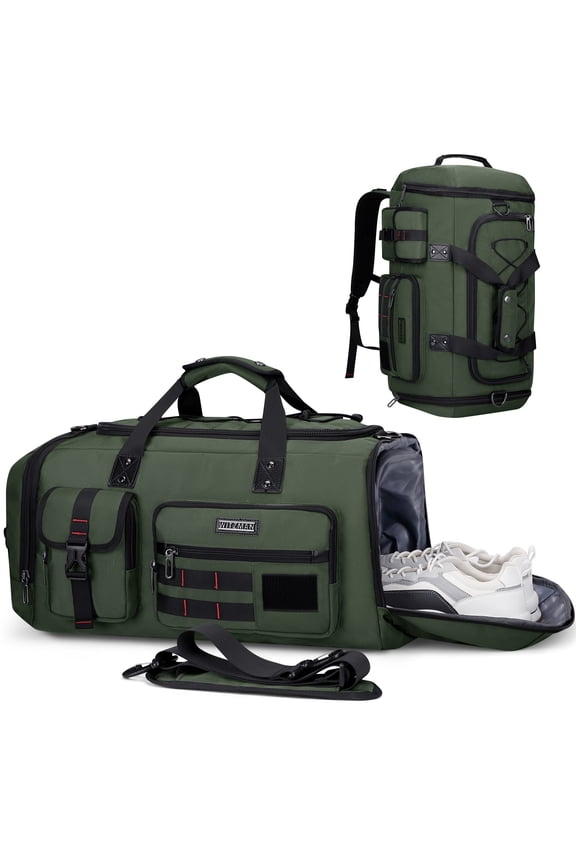 Travel Duffel Bags for Men Large Carry On Weekender Overnight Bag 3 in 1 Backpack with Shoe Compartment (B693 Army Green)