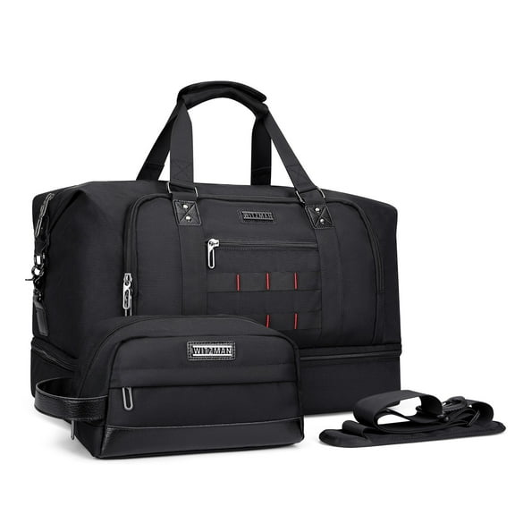 WITZMAN Travel Duffle Bags for Men Weekender Bags with Toiletry Bag Sets Carry on Overnight Bag 55L(B696 Black)