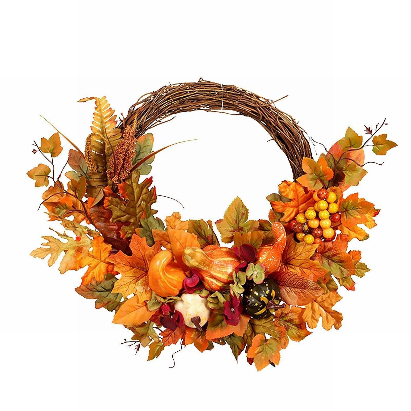 WIURAY Front Door Decor Wreath Fall Hanging Plant Artificial Autumn
