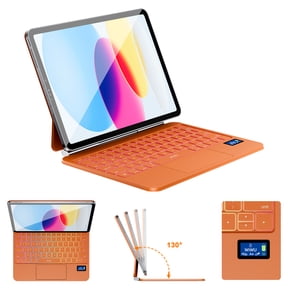 WIWU iPad A16 keyboard 11/10th Gen Smart Display Magnetic Floating Cantilever Stand Slim Keyboard 7 Color Backlit Silent Key Easy-Set Touchpad Orange (for iPad 10th (2022)/11th Gen (2025))
