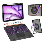 WIWU iPad Keyboard Case Air 13 Inch M4/M3/M2 2026/2025/2024 360  Stand Magnetic Detachable Case with Keyboard 7 Color Backlit Keys Trackpad with Pencil Holder Black for Pro 12.9" 6/5/4/3