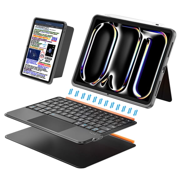 WIWU iPad Pro 11 inch Case with Keyboard M4/M5 2024/2025 Magnetic Detachable 3 in 1 Case Bluetooth Keyboard Adjustable Stand No Backlit Keys with Trackpad (Black, iPad Pro 11"(M4/M5 2024/2025))