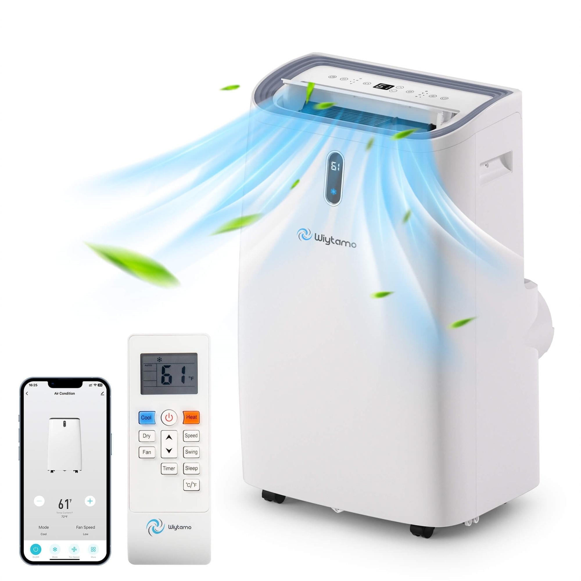 14,000 BTU White Portable Air Conditioner with Heater and Remote