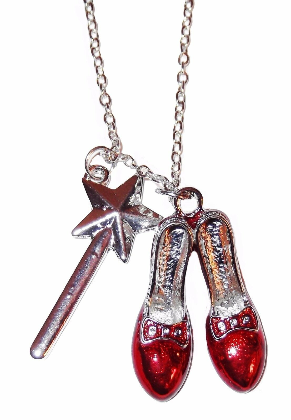 WIZARD OF OZ Dorothy s Ruby Red Slippers Glinda s Wand Charm Necklace Walmart