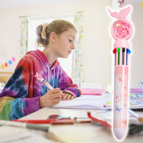 WIZUTIZ 10 Color Retractable Push Style Multi Ink Ballpoint Pen Multifunction Combined Writing Marker Compact Desk Stationery Piece Multi Tone Office Daily Note Draft Writing Supply