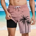 thumbnail image 1 of WIZUTIZ 2 in 1 Mens Coconut Tree Print Swim Trunks, Beach Bathing Suit Hawaiian Shorts with Compression Liner & Pockets, 1 of 5