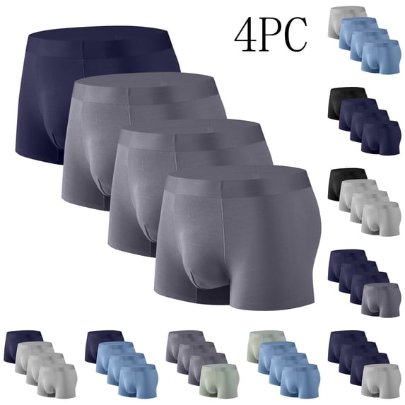 WIZUTIZ 4-Pack Men's Soft Modal Underwear Boxers Breathable Comfortable Classic Solid Color Boxer Briefs