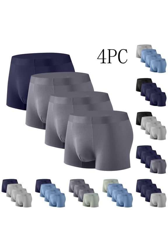 4-Pack Men's Soft Modal Underwear Boxers Breathable Comfortable Classic Solid Color Boxer Briefs
