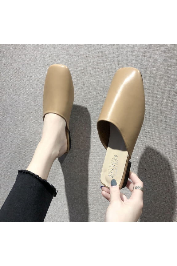 Block Heel Sandals for Women Comfortable Sandals for Women Comfortable Soft Elastic Beach Sandals Pull-On Square Toe Shoes Mid Heel (2"-3") Medium Solid Sandals for Older Women Daily Brown