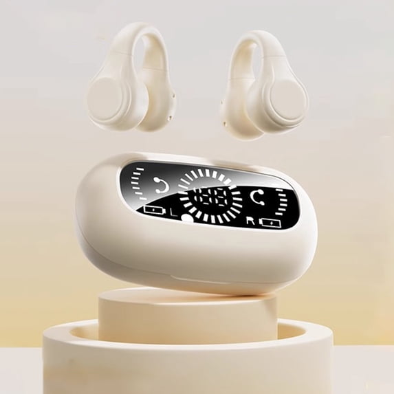 WIZUTIZ Bone Conduction Bluetooth Earphones Clip Style Non In Ear Digital Display Sports Long Battery Stereo Surround Sound Comfortable Fit