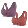 thumbnail image 1 of WIZUTIZ Bras for Women Front Closure Supportive Bras for Women 2PCS Supportive Bralettes Wireless Underarm Smoothing Ultra Light Full Coverage Bras Solid Embroidered Underwear for Lady Running M Red, 1 of 2