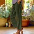 thumbnail image 1 of WIZUTIZ Business Casual Pants for Women Lightweight Leisure Baggy Wide Leg Summer Pants Elastic Stretch High Waist Beach Pants Solid with Pockets Dress Pants Athletic Shopping Green, 1 of 4