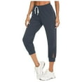 thumbnail image 1 of WIZUTIZ Capri Pants for Women Stretch Vintage Trendy Relaxed Fit Wide Leg Beach Pants Elastic Spandex Mid Rise Sweatpants Solid Drawstring Side Slit Jogger with Pockets Sweatpants Hiking Club Blue, 1 of 6