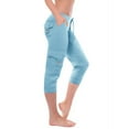 thumbnail image 1 of WIZUTIZ Capris for Women Soft Casual Straight Leg Capris Slacks Pants Elastic Stretch Mid Rise Cargo Pants Slacks Pants Solid Drawstring Palazzo Pants Multi Pockets Cropped Pants Sports Street Blue, 1 of 6