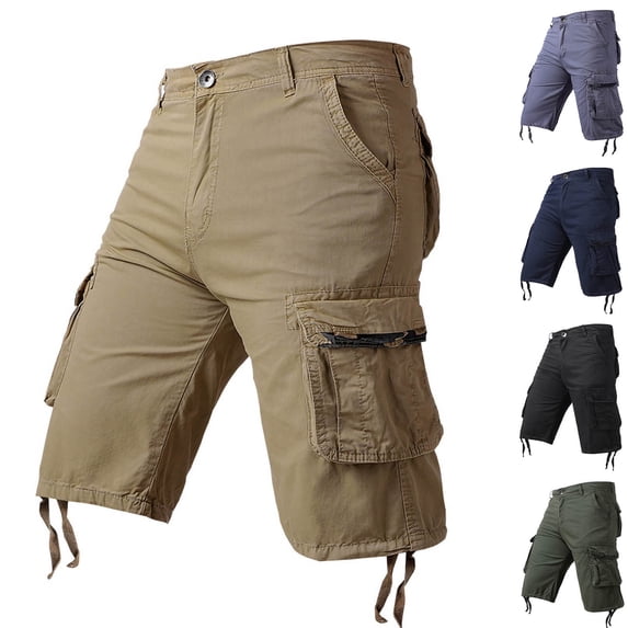 WIZUTIZ Cargo Shorts for Men Stretch Waist 7 Inch Cotton Short Workout Pants Loose Casual with Multi Pockets Fashion 2026