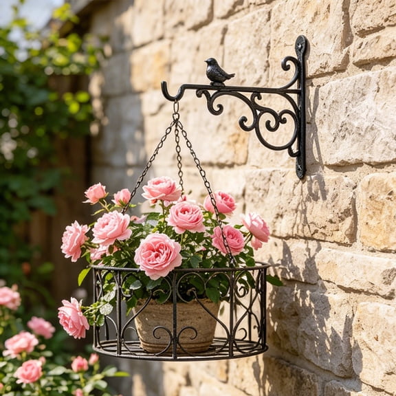 WIZUTIZ Cast Iron Bird Wall Bracket Hook Vintage Rustic Heavy Duty Hanging Hook for Plant Basket Wind Chime Outdoor Garden Decor