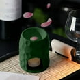 thumbnail image 1 of WIZUTIZ Ceramic Candle Holder Fire Protection Heated Resistant Candle Essential Oil Burner Aroma Diffuser Plain Cups Fragrance Warmer for Bedroom 3.54x3.54x4.33in Green, 1 of 5