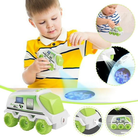 WIZUTIZ Christmas Gifts Toys Projector Toys for Kids Space Play Truck Lunar Car with Projection Science Toys Children Toddler 5 Inch Green