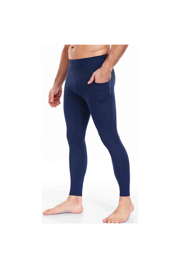 Compression Pants for Men High Waisted Athletic Leggings Stretch Base Layer Cycling Tights with Side Pocket