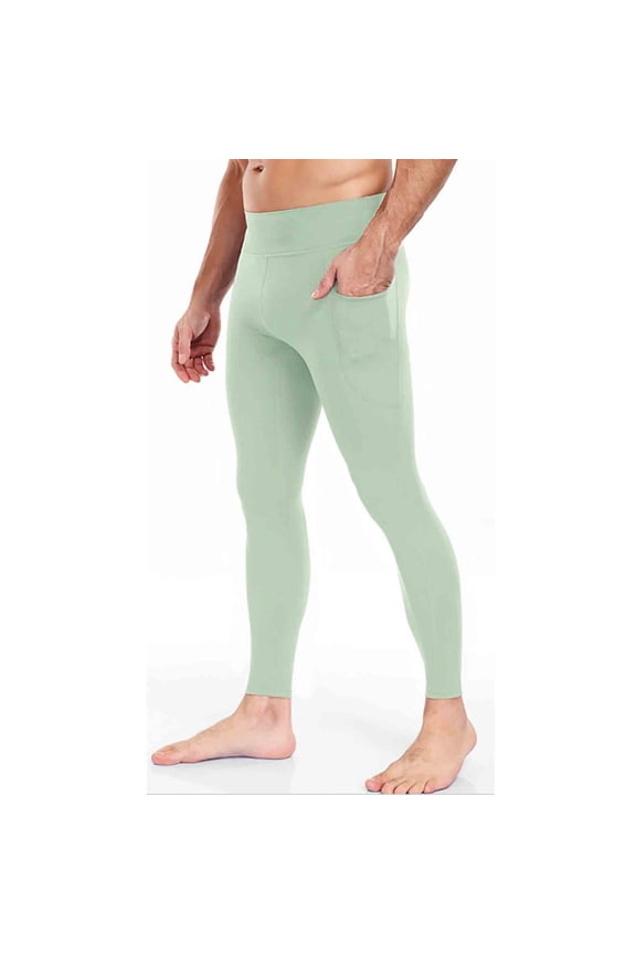 Compression Pants for Men High Waisted Athletic Leggings Stretch Base Layer Cycling Tights with Side Pocket