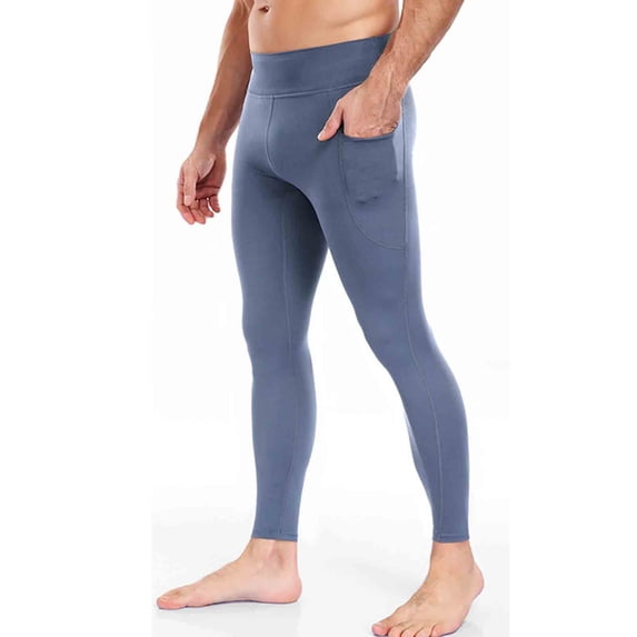 WIZUTIZ Compression Pants for Men High Waisted Athletic Leggings Stretch Base Layer Cycling Tights with Side Pocket
