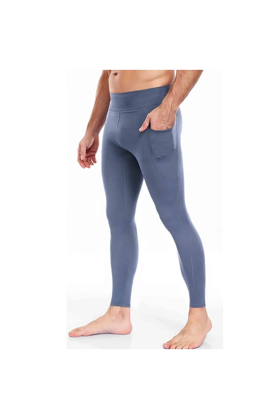 Compression Pants for Men High Waisted Athletic Leggings Stretch Base Layer Cycling Tights with Side Pocket