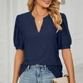 thumbnail image 1 of WIZUTIZ Corset Tops for Women up to 30% Off Plus Shirts Short Sleeve Loose Fit Athletic Solid Tshirts Summer-Beach Ladies Blouse Holiday Beach Trendy Tops Oversize Lightweight V-Neck T-shirt Navy XX, 1 of 4