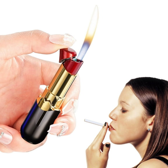 Latrodar Creative Lipstick Lighter Refillable Butane Lighter Cool Stylish Windproof Lighters 9.3 Cm Torch Flame Funny Gifts for Women & Girlfriend Party Favor Black