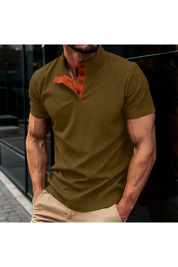 Crew Neck Corduroy T Shirt for Mens Fall Summer Short Sleeve Basic Tops T Shirt Man 2026 Fashion