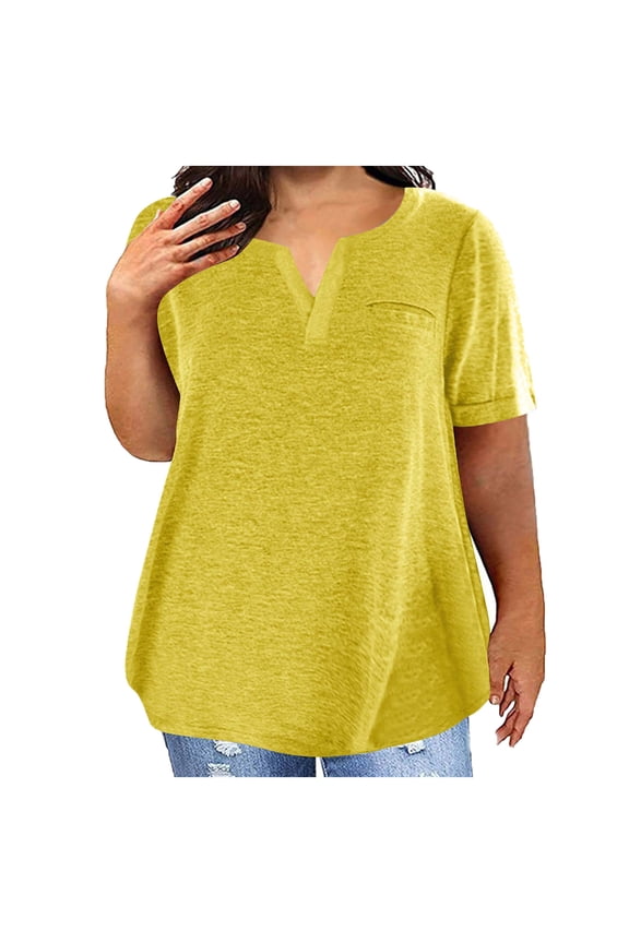 Crop Tops for Women Sales Cotton Linen Tunics Cotton Blend Blouse V-Neck Plain Short Sleeve Tshirts Summer-Beach Solid Holiday Beach Shirts Basic Linen Tee Loose Fit Ladies Tops Ye