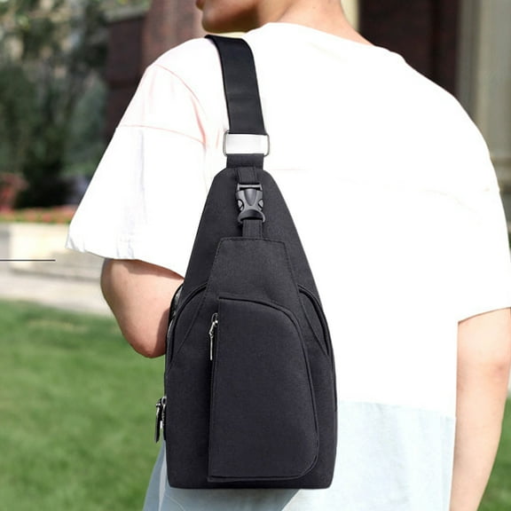 WIZUTIZ Crossbody Bag For Men, Messenger Bag Shoulder Bag With Zipper, Crossbody Phone Bag For Work, Travel Womens Messenger Bags Womens Crossbody Bags Medium Solid Bags Water Resistant Black