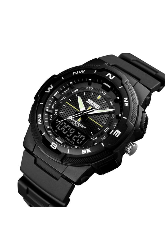 Digital Sports Watch Outdoor Waterproof Multifunction Wristwatch With Large Display Stopwatch Alarm 12 24H Time LED Backlight Unisex Resin Strap For Running Hiking Work