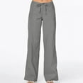 thumbnail image 1 of WIZUTIZ Dress Pants Women Vintage Trendy Baggy Wide Leg Summer Pants Stretch Elastic High Waist Full Length Dress Pants Solid Drawstring Palazzo Pants for Lady Business Clubs Gray, 1 of 5