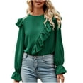 thumbnail image 1 of WIZUTIZ Fall Winter Shirt Women's Casual Sexy Fashion Solid Long Sleeve Tops Women V Neck Pullover Blouse, 1 of 7