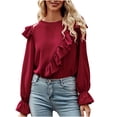 thumbnail image 1 of WIZUTIZ Fall Winter Shirt Women's Casual Sexy Fashion Solid Long Sleeve Tops Women V Neck Pullover Blouse, 1 of 7