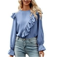 thumbnail image 1 of WIZUTIZ Fall Winter Shirt Women's Casual Sexy Fashion Solid Long Sleeve Tops Women V Neck Pullover Blouse, 1 of 7