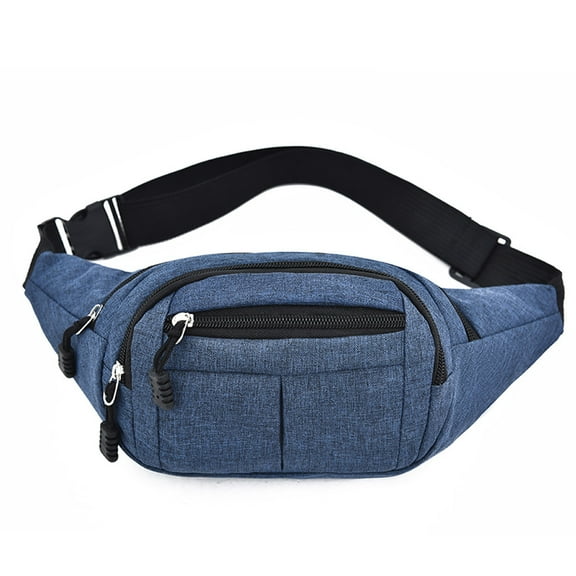 WIZUTIZ Fanny Packs for Women for Men with Adjustable Strap Zipper Pockets Medium Solid Bags Water Resistant Classic Bag 1 PC Blue