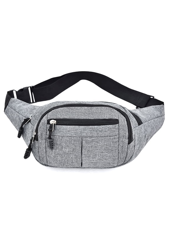 Fanny Packs for Women for Men with Adjustable Strap Zipper Pockets Medium Solid Bags Water Resistant Easy Carry Any Phone Bag 1 PC Gray
