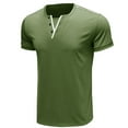 thumbnail image 1 of WIZUTIZ Festival Gift, Men's Plus Size Button V-neck Shirts Solid Color Short Sleeve T-Shirts Workout Tops for Mens, 1 of 7