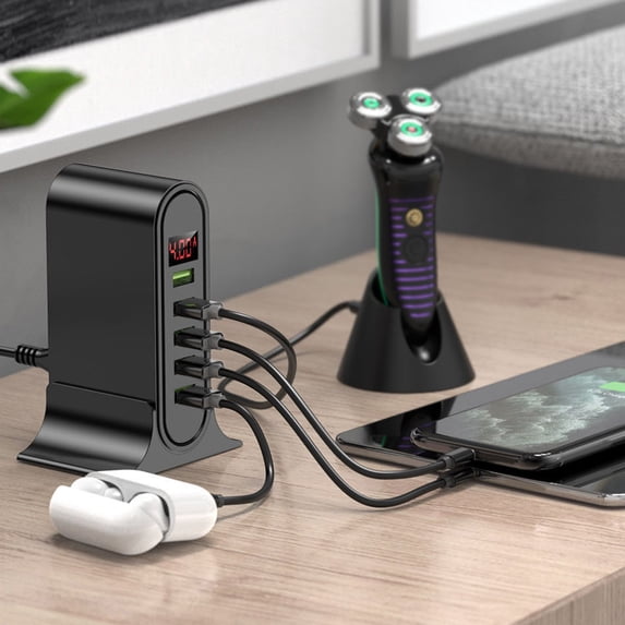 WIZUTIZ Five USB Port 20W Fast Charging Desktop USB Charger Hub Multi-Device Smart Matching Output Overcurrent Protection Laptop Tablet Phone Home Office Use