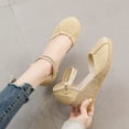 thumbnail image 1 of WIZUTIZ Flat Sandals for Women Hiking Sandals Women Comfortable Workout Stretch Beach Sandals Pull-On Round Toe Summer Shoes Mid Heel (2"-3") Wide Solid Sandals for Ladies Travel Items Beige, 1 of 3