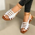 thumbnail image 1 of WIZUTIZ Flat Sandals for Women Womens Dress Sandals Comfortable Soft Stretch Hollow Out Sandals Pull-On Round Toe Summer Shoes Low Heel (1"-2") Wide Solid Sandals for Lady Daily White, 1 of 3