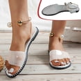 thumbnail image 1 of WIZUTIZ Flat Sandals for Women Womens Dress Sandals Stretchy Indoor Comfortable Jeweled Sandals Buckle Round Toe Summer Shoes Flat Heel (O"-1) Medium Solid Sandals for Lady School Weekly Deals White, 1 of 5