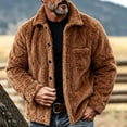 thumbnail image 1 of WIZUTIZ Fleece Lined Jacket For Men Button Front Fold Collar Long Sleeve Coat Outdoor Warm Fall Winter Black Brown Gray, 1 of 5