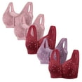 thumbnail image 1 of WIZUTIZ Front Closure Bras for Women Compression Bra for Women 5-Pack Supportive Bras Wireless Anti-Sagging Comfort Full Coverage Bralettes Solid Embroidered Underwear for Ladies Fitness L Pink, 1 of 3