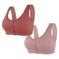 thumbnail image 1 of WIZUTIZ Front Closure Bras for Women Plus Size Bras for Women 2PCS Supportive Brassiere Wirefree Lift Breathable Full Coverage Bras with Wide Straps Solid Embroidered Underwear for Lady Gym M Pink, 1 of 2