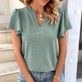 thumbnail image 1 of WIZUTIZ Going Out Tops for Women up to 50% Off Cozy Style Tshirts Ladies Plus Athletic Short Sleeve Tops Retro V-Neck T-shirt Cotton Soft Cotton Linen Blouse Fluffy Loose Fit Solid Tee Green XXL, 1 of 6